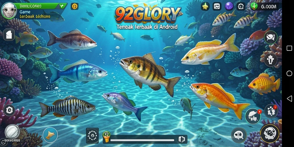 Screenshot gameplay 92GLORY menampilkan aksi menembak ikan yang seru.