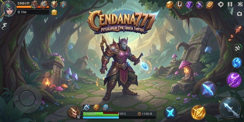 Screenshot gameplay CENDANA777 menampilkan pertarungan seru di dunia fantastis.