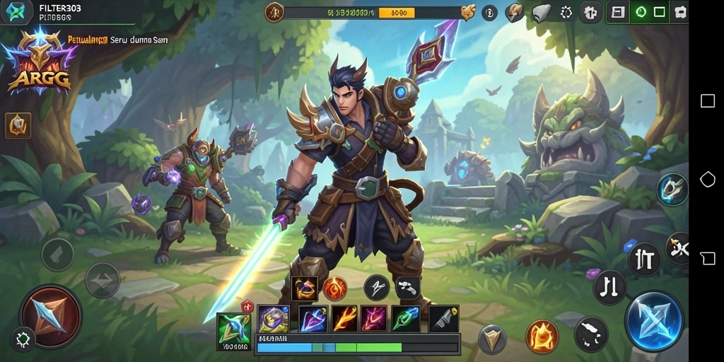 Tangkapan layar gameplay FILTER303 menunjukkan aksi pertarungan yang mendebarkan.