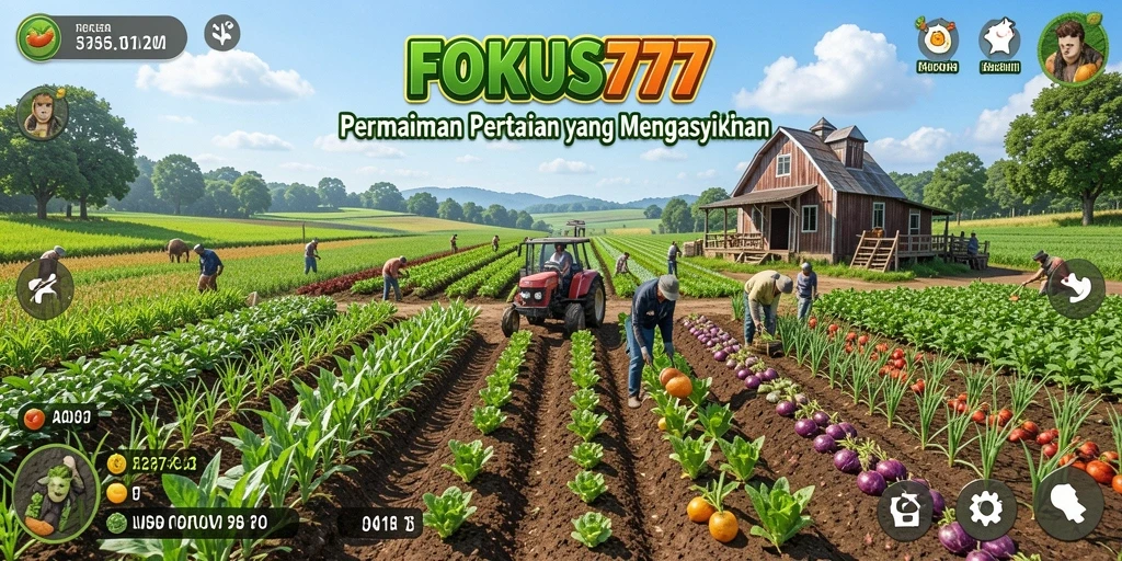 Screenshot utama FOKUS777 menampilkan panorama pertanian yang indah dan gameplay yang mengasyikkan.