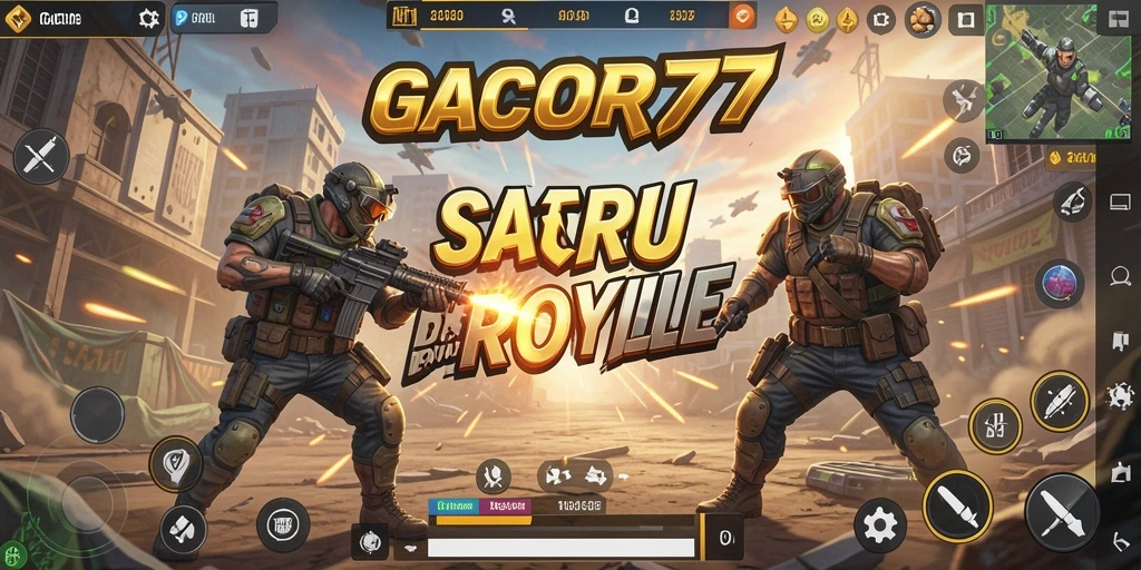 Tampilan menegangkan gameplay Battle Royale GACOR77.