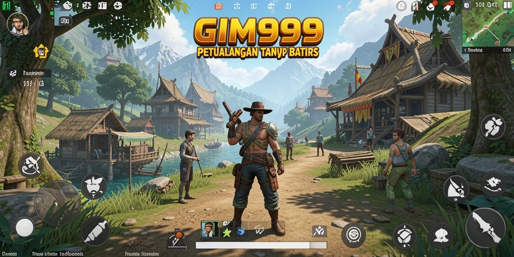 Tampilan gameplay GIM999 di dunia Open World yang luas dan menakjubkan.