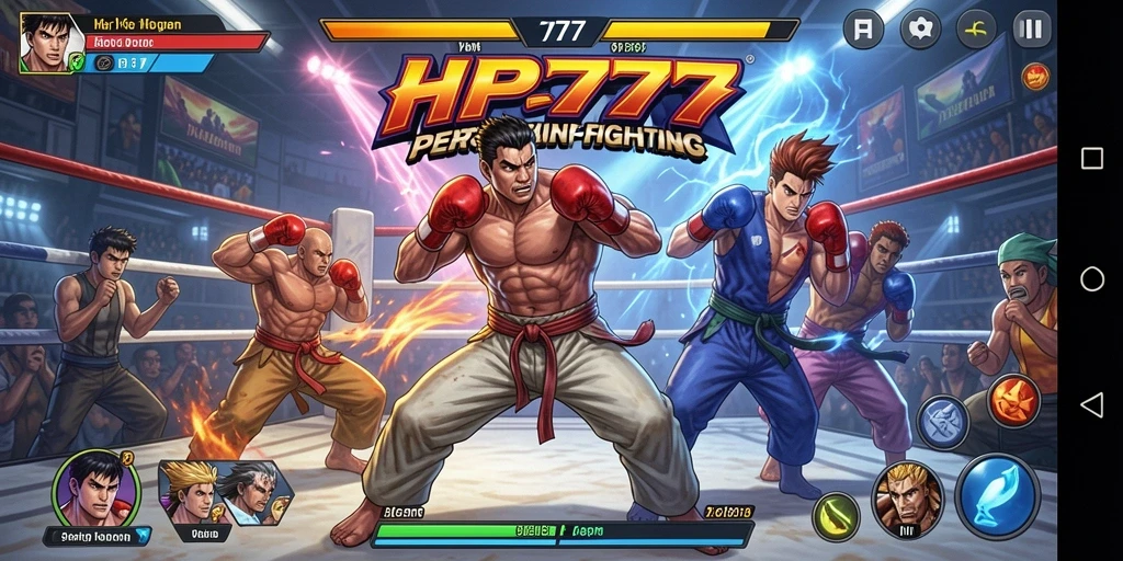 Screenshot gameplay HP777 menampilkan pertarungan epik antara karakter yang kuat.