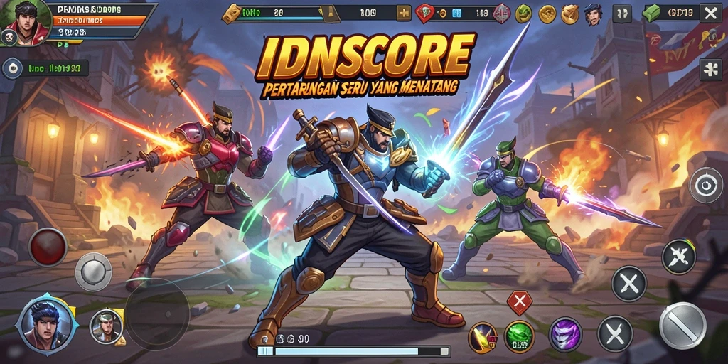Screenshot gameplay IDNSCORE yang menampilkan pertarungan seru.