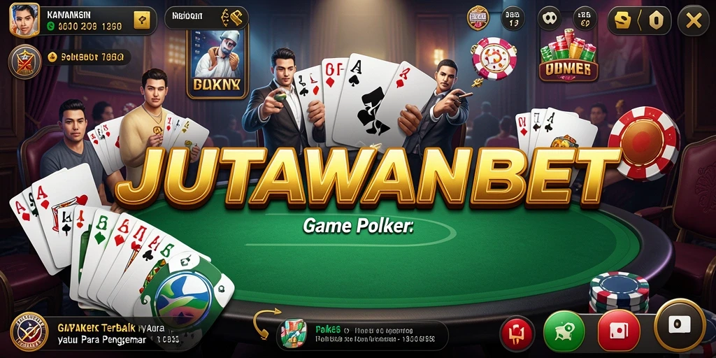 Tampilan gameplay Poker yang seru di JUTAWANBET.
