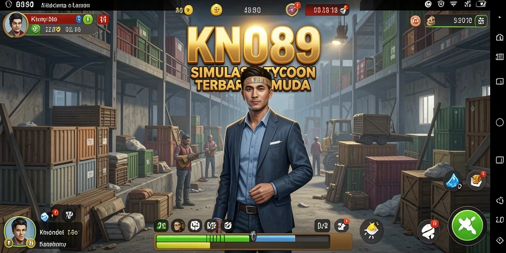 Screenshot KNO89 menunjukkan gameplay simulasi bisnis yang menarik.