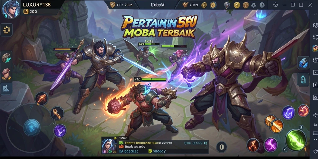 Screenshot gameplay LUXURY138 menampilkan pertarungan hero yang intens.