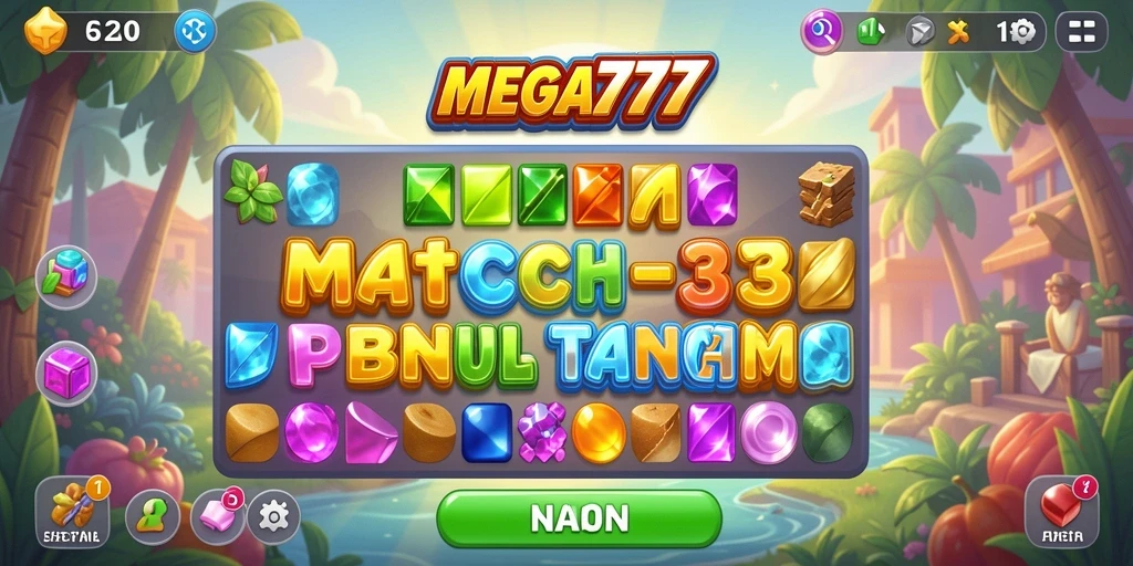 Tampilan gameplay seru dari MEGA777 dalam aksi Match-3.