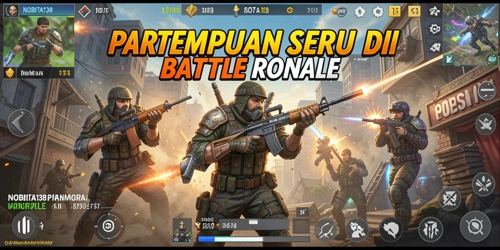Gameplay seru dalam NOBITA138 dengan berbagai aksi dan strategi Battle Royale.
