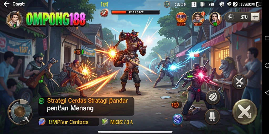 Screenshot dari gameplay OMPONG188 yang menunjukkan pertempuran strategi di lapangan.