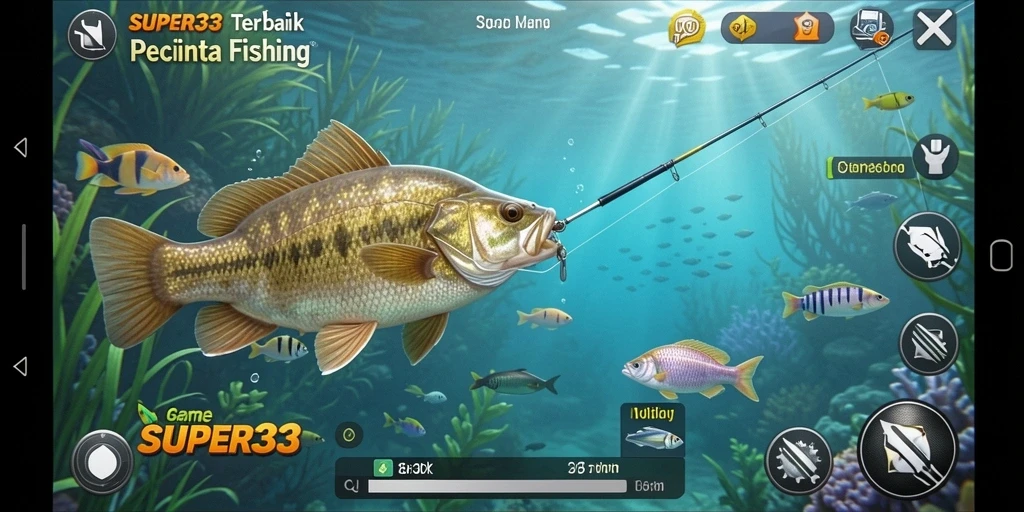 Tampilan gameplay SUPER33 dengan pengalaman memancing yang mendebarkan.